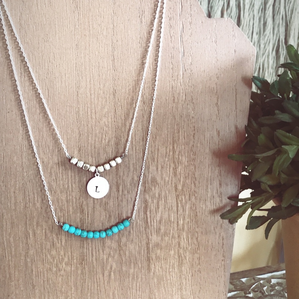 Customized initial, simple layering necklaces